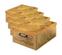 Lavatelli Caja organizadora de almacenamiento ropa, para almacenaje decorativa en carton, 25x35x17,5 cm, para armario, baul, zapatos, calcetines, juguetes, regalo, con tapa, MAPA (Paquete de 4)