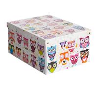 Lavatelli Caja organizadora de almacenamiento ropa, para almacenaje decorativa en carton, 39x50x24 cm, para armario, baul, zapatos, calcetines, juguetes, regalo, con tapa, BUHITOS