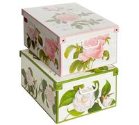 Lavatelli Cajas Almacenaje Cartón y Tapa Flores Mix 39x50x24cm Set 2 Ropa | Caja decorativa con tapa en cartón y asas, set de 2 cajas de 39x50x24 cm, para ropa, mantas y juguetes. Made in Italy