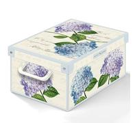 Lavatelli Cajas Almacenaje Cartón y Tapa Hortensias 25x35x17,5cm con Asas | Organizador ropa interior en cartón con tapa y asas, 1 caja de 25x35x17,5 cm, para ropa, mantas y juguetes. Made in Italy