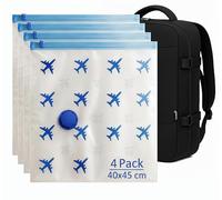 Lavatelli - Juego de 4 bolsas de viaje al vacío 40x45 cm, compatibles con mochila Ryanair 40x30x20 y equipaje de mano, ahorro de espacio con válvula universal, reutilizables, para viajes y vacaciones