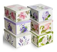Lavatelli Juego de 6 cajas armario de cartón con motivos florales diferentes, para guardar ropa, ropa, cambio de estación, habitación infantil, caja de regalo organizador, 39 x 50 x 24 cm