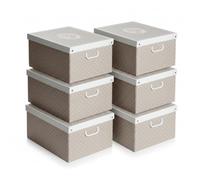 Lavatelli - Juego de 6 cajas de almacenamiento con tapa - Organizador para cambio de temporada de cartón 39 x 50 x 24 cm lunares - Cajas fabricadas en Italia, resistentes, fáciles de montar, con asas