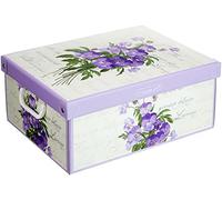 Lavatelli Kanguru 661 VI Caja de almacenamiento en cartòn, VIOLETAS con tapa perfumada, facil montaje, resistente, 32x42x17.5 cm, Media