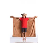 Kanguru Bear 1197 Manta de Oso Suave y cálida Microfibra, Navidad o para cómodo Relax en el sofá, para niñas y jóvenes, con Patas, Capucha con Orejas, marrón, 100 x 130 cm, 100% poliéster