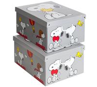 Lavatelli SET 2 Cajas organizadoras SNOOPY, de almacenamiento ropa, almacenaje decorativas en carton, 39x50x24cm, para armario, baul, bolsas, ropa, juguetes, jardineria, con tapa, MIX1