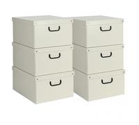 Lavatelli Set de 6 Organizadores Armario Cartón con Tapa - Cajas Almacenamiento Grandes Ropa, Lencería, Temporada Beige 39x50x24 cm (198 caracteres)