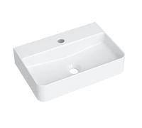 Lavatorio pequeño de cerámica blanca, 460/310 para suspender para aseo de invitados y baños pequeños, montaje en pared y sobre encimera con orificio para grifo, sin rebosadero, diseño moderno de borde