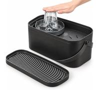 Lavavasos Eléctrico, Lavavasos de Sobremesa, Chorros de Agua de 360° con Un Depósito de Agua Limpia de 2,6 L y Un Compartimento Independiente para Aguas Residuales de 3,5 L. para Vasos de 3 A 15 Cm