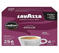 Lavazza, A Modo Mio Lungo Dolce, Cápsulas Monodosis de Café Molido, para un Espresso con Notas Aromáticas de Frutos Secos y Flores, 100% Arábica, Intensidad 6/13, Tueste Medio, Paquete de 16 Cápsulas