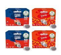 Lavazza, Café en sabores surtidos, 2 paquetes de 50 monodosis crema y sabor, 2 paquetes de 50 cápsulas Suerte