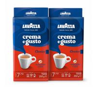 Lavazza, Crema e Gusto Classico, Café Molido Natural, 2 x 250 g, Ideal para Cafetera Italiana, de Filtro y Francesa, con Notas Aromáticas de Especias, Arábica y Robusta, Intensidad 7, Tueste Oscuro