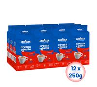 Lavazza - Crema e Gusto Cafe Molido - Italiano Ground Coffee Espresso Arabica Robusta Intensidad 7 / 10 - Cafetera Italiana Maquina Espresso Superautomatica - Pack 12 x 250g