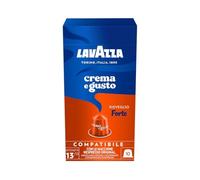 Lavazza, Crema e Gusto Forte, 10 Cápsulas de Café Compatibles con Máquinas Nespresso* Original, con Notas de Madera y Cacao, Arábica y Robusta, Intensidad 13/13, Tueste Oscuro, Amazon Exclusive
