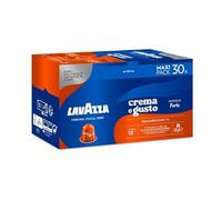 Lavazza, Crema e Gusto Forte, 30 Cápsulas Café Compatibles Nespresso | Notas de Madera y Cacao, Arábica y Robusta, Intensidad 13/13, Tostado Oscuro