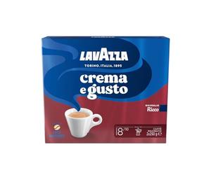 Lavazza, Crema e Gusto Ricco, Café Molido Natural, Ideal para Cafetera Italiana, de Filtro y Francesa, con Notas de Chocolate, Arábica y Robusta, Intensidad 8/10, Tueste Oscuro, 250 g