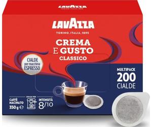Lavazza, Crema y sabor clásico, café para cafeteras expreso, arábica y robusta con notas de madera y tabaco, intensidad 8/10, tostado oscuro, 4 paquetes de 50 cápsulas