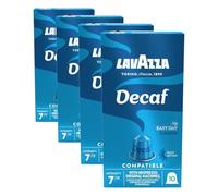 Lavazza, Decaf, 10 Cápsulas de Café Compatibles con Máquinas Nespresso Original, con Notas de Chocolate y Frutos Secos, Arábica y Robusta, Intensidad 7/13, Tueste Medio, 1 Pack (Paquete de 4)