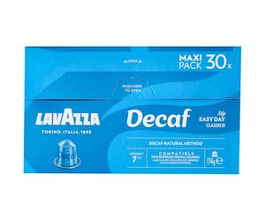 Lavazza, Decaf, 30 Cápsulas de Café Compatibles con Máquinas Nespresso, con Notas de Chocolate y Frutos Secos, Arábica y Robusta, Intensidad 7/13, Tostado Medio