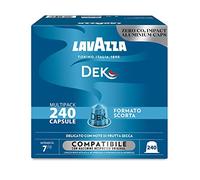 Lavazza, Espresso Dek, 240 cápsulas de café de aluminio compatibles con cafeteras Nespresso* Original, notas de frutas secas y chocolate, arábica y robusta, intensidad 7/13, tostado medio, 8 paquetes