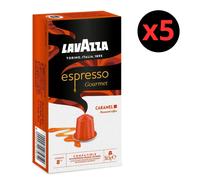 Lavazza Espresso Gourmet Caramelo, Pack 50 Capsulas de Aluminio Cafe Compatibles con Máquinas Nespresso* Original, con Aroma Natural de Caramelo, 100% Arábica, Intensidad 8/13, Tostado Medio