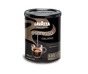 Lavazza, Espresso Italiano Classico, Café Molido Natural, Ideal para Cafetera Italiana, de Filtro y Francesa, con Notas de Caramelo y Chocolate, 100% Arábica, Intensidad 5, Tueste Medio, Lata de 250 g