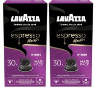 Lavazza, Espresso Maestro Intenso, 30 Cápsulas Aluminio compatibles con Nespresso, Madera, Especies y Notas de Cacao, Arábica y Robusta, Intensidad 11/13, Nivel medio de tostado, Impacto cero CO2
