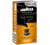 Lavazza, Espresso Maestro Lungo, 100 cápsulas de aluminio compatibles con máquinas originales Nespresso, notas de frutas y flores, 100% arábica, intensidad 5/13, tostado ligero y lento en tambor, cero