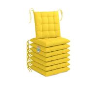 Lavea® Cojines para Sillas 40x40 cm, Juego de 8 con Lazos - Cojines para Comedor, Cocina y Terraza - Cómodos, Lavables para Interior y Exterior - Jardín, Balcón - Amarillo Pálido
