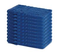 Lavea® Juego de 10 Guantes de Baño 15x21 cm de Rizo 100% Algodón - Suaves y Absorbentes - Manopla de Baño con Gancho para Casa, Hotel y SPA - Azul Real