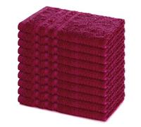 Lavea® Juego de 10 Toallas de Invitado 30x50 cm de Rizo 100% Algodón - Suaves y Absorbentes Toalla de Mano - Casa, Hotel y SPA - Burdeos