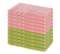 Lavea® Juego de 10 Toallas de Invitado 30x50 cm de Rizo 100% Algodón - Suaves y Absorbentes Toalla de Mano - Casa, Hotel y SPA - Verde Claro y Rosa Pastel