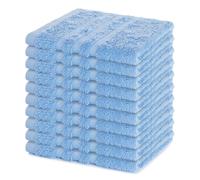 Lavea® Juego de 10 Toallas de Lavabo 30x30 cm de Rizo 100% Algodón - Suaves y Absorbentes - Toallas para lavarse la Cara - Ideales para Casa, Hotel y SPA - Azul Delfín