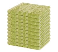 Lavea® Juego de 10 Toallas de Lavabo 30x30 cm de Rizo 100% Algodón - Suaves y Absorbentes - Toallas para lavarse la Cara - Ideales para Casa, Hotel y SPA - Verde Tilo