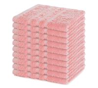 Lavea® Juego de 10 Toallas de Lavabo 30x30 cm de Rizo 100% Algodón - Suaves y Absorbentes - Toallas para lavarse la Cara - Ideales para Casa, Hotel y SPA - Rosa Pastel