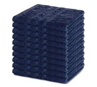 Lavea® Juego de 10 Toallas de Lavabo 30x30 cm de Rizo 100% Algodón - Suaves y Absorbentes - Toallas para lavarse la Cara - Ideales para Casa, Hotel y SPA - Azul Marino