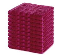 Lavea® Juego de 10 Toallas de Lavabo 30x30 cm de Rizo 100% Algodón - Suaves y Absorbentes - Toallas para lavarse la Cara - Ideales para Casa, Hotel y SPA - Burdeos