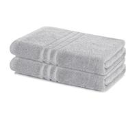 Lavea® Juego de 2 Toallas de Baño 70x140 cm en Rizo 100% Algodón - Suaves y Absorbentes - Toallas de Baño Grandes y Toallas de Ducha Ideales para Casa, Hotel y SPA - Plata