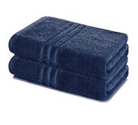 Lavea® Juego de 2 Toallas de Baño 80x200 cm en Rizo 100% Algodón - Suaves y Absorbentes - Toallas de Baño Grandes y Toallas de Ducha Ideales para Hogar, SPA o Gimnasio - Azul Marino