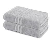 Lavea® Juego de 2 Toallas de Baño 80x200 cm en Rizo 100% Algodón - Suaves y Absorbentes - Toallas de Baño Grandes y Toallas de Ducha Ideales para Hogar, SPA o Gimnasio - Plata