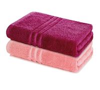 Lavea® Juego de 2 Toallas de Baño 80x200 cm en Rizo 100% Algodón - Suaves y Absorbentes - Toallas de Baño Grandes y Toallas de Ducha Ideales para Hogar, SPA o Gimnasio - Burdeos y Rosa Pastel
