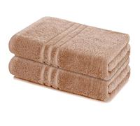 Lavea® Juego de 2 Toallas de Baño 80x200 cm en Rizo 100% Algodón - Suaves y Absorbentes - Toallas de Baño Grandes y Toallas de Ducha Ideales para Hogar, SPA o Gimnasio - Capuchino