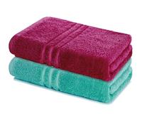 Lavea® Juego de 2 Toallas de Baño 80x200 cm en Rizo 100% Algodón - Suaves y Absorbentes - Toallas de Baño Grandes y Toallas de Ducha Ideales para Hogar, SPA o Gimnasio - Burdeos y Turquesa