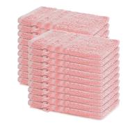 Lavea® Juego de 20 Guantes de Baño 15x21 cm de Rizo 100% Algodón - Suaves y Absorbentes - Manopla de Baño con Gancho para Casa, Hotel y SPA - Rosa Pastel