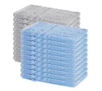 Lavea® Juego de 20 Guantes de Baño 15x21 cm de Rizo 100% Algodón - Suaves y Absorbentes - Manopla de Baño con Gancho para Casa, Hotel y SPA - Azul Delfín y Plata