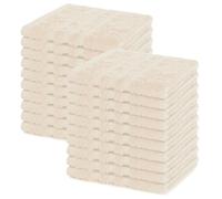 Lavea® Juego de 20 Toallas de Lavabo 30x30 cm de Rizo 200% Algodón - Suaves y Absorbentes - Toallas para lavarse la Cara - Ideales para Casa, Hotel y SPA - Blanco Crema