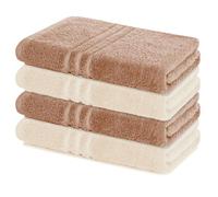 Lavea® Juego de 4 Toallas de Baño 70x140 cm en Rizo 100% Algodón - Suaves y Absorbentes - Toallas de Baño Grandes y Toallas de Ducha Ideales para Casa, Hotel y SPA - Capuchino y Blanco Crema