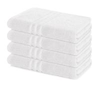 Lavea® Juego de 4 Toallas de Baño 70x140 cm en Rizo 100% Algodón - Suaves y Absorbentes - Toallas de Baño Grandes y Toallas de Ducha Ideales para Casa, Hotel y SPA - Blanco