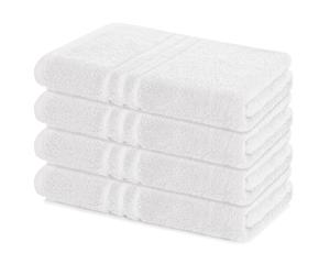 Lavea® Juego de 4 Toallas de Baño 70x140 cm en Rizo 100% Algodón - Suaves y Absorbentes - Toallas de Baño Grandes y Toallas de Ducha Ideales para Casa, Hotel y SPA - Blanco