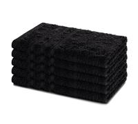 Lavea® Juego de 5 Toallas de Invitado 30x50 cm de Rizo 100% Algodón - Suaves y Absorbentes Toalla de Mano - Casa, Hotel y SPA - Negro